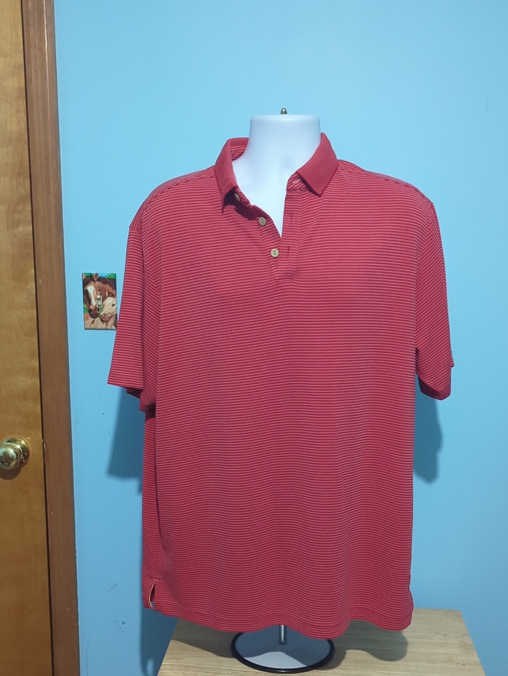 Caribbean Red Micro-Striped Polo Shirt